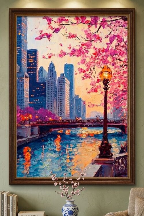 Şehir Modern Dekoratif Yağlı Tablo