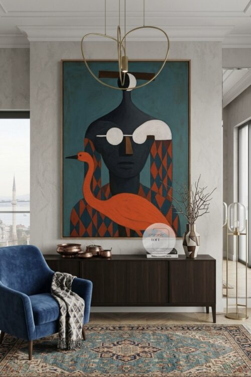 Yağlı Boya Dokulu Modern Soyut Figüratif