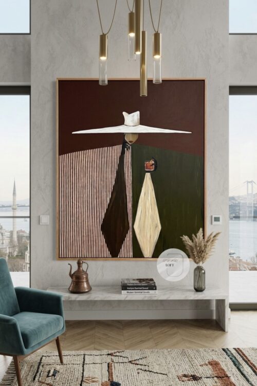 Yağlı Boya Dokulu Geometrik Soyut Sanat