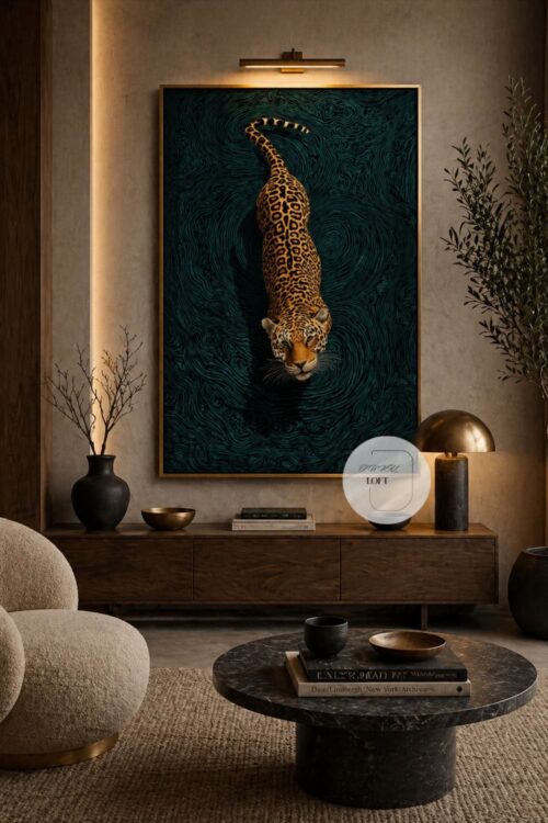Yağlı Boya Dokulu Leopard Tablo