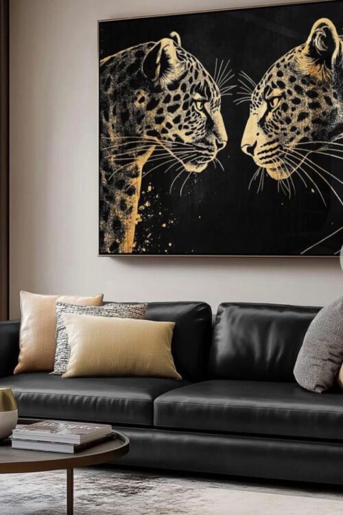 Yağlı Boya Dokulu Leopard Tablo