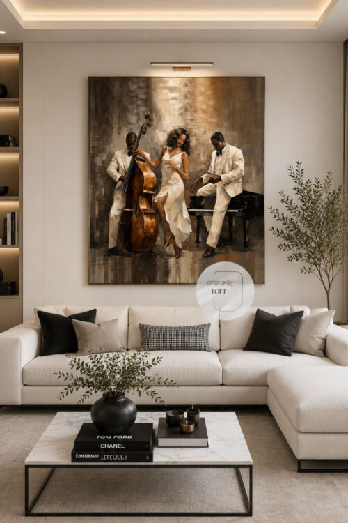 Yağlı Boya Dokulu Modern Soyut Jazz Tablo