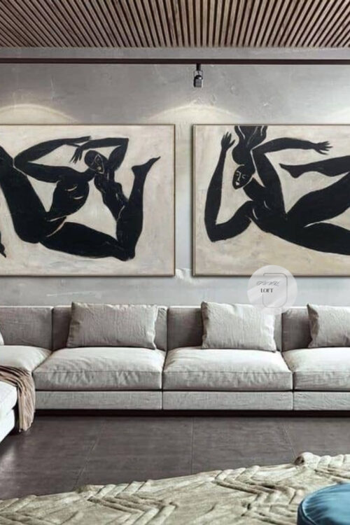 Yağlı Boya Dokulu Minimalist Figüratif Tablo